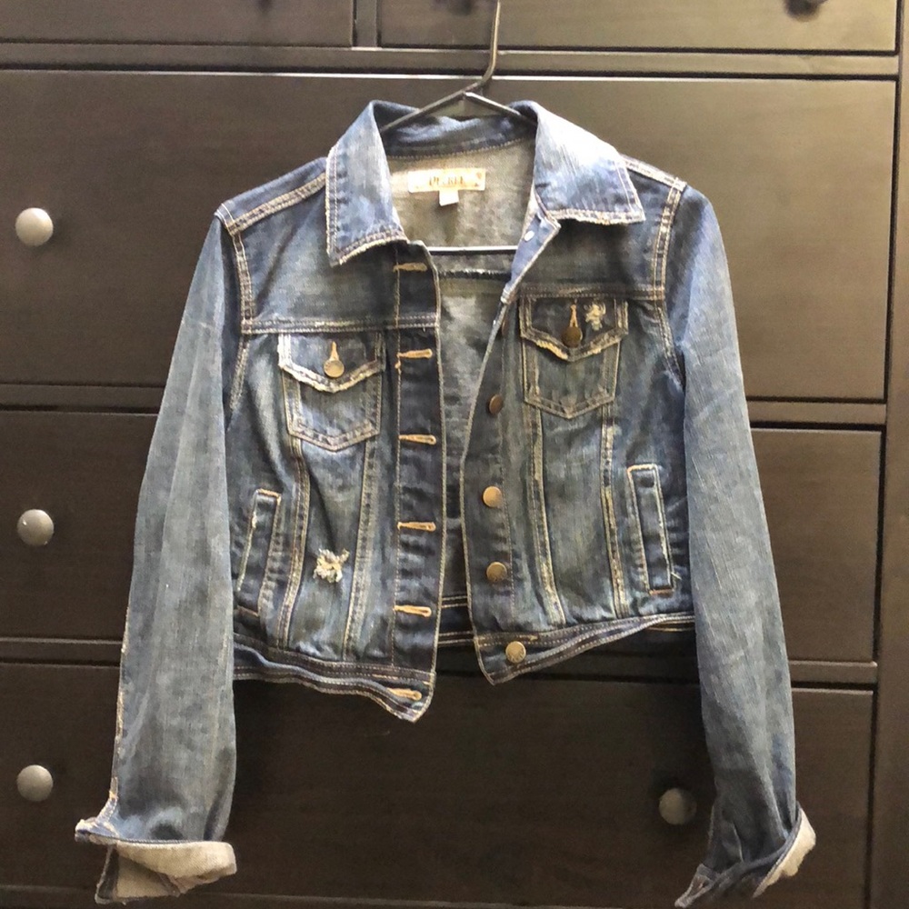 Like New Distressed blue jean jacket
